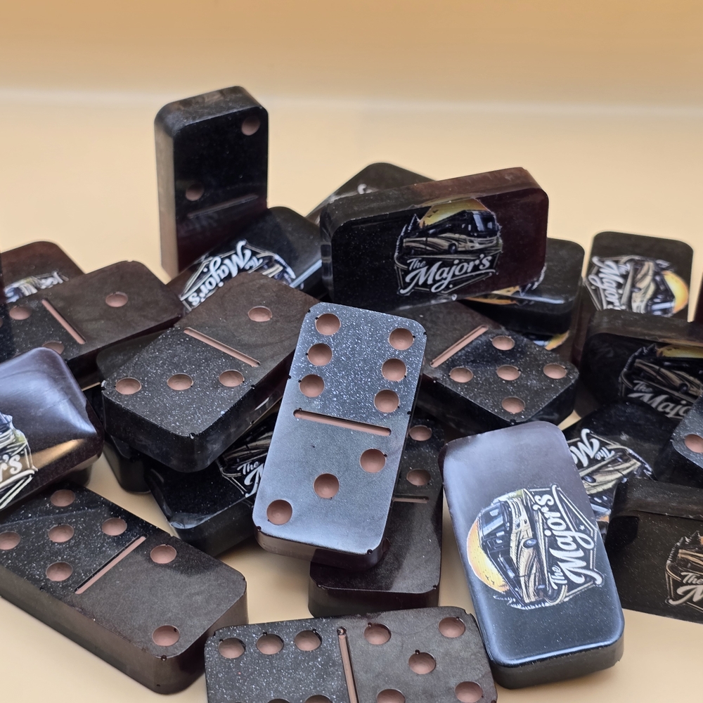 Black Domino Set with 'The Major's' Logo